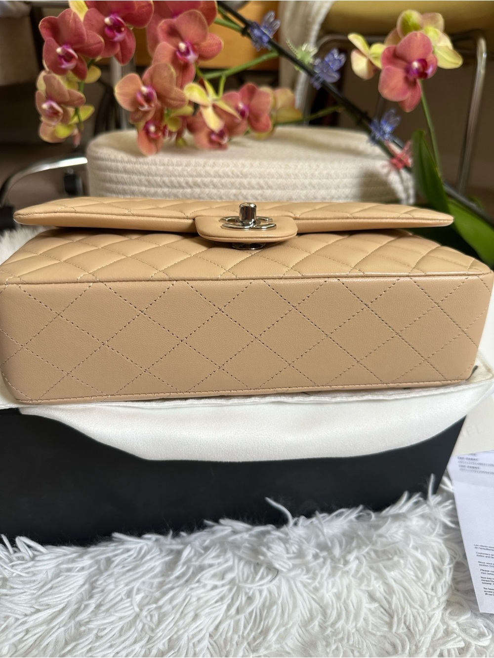 CHANEL Beige Quilted Leather Shoulder Bag with Chain Strap - Picture 5 of 16